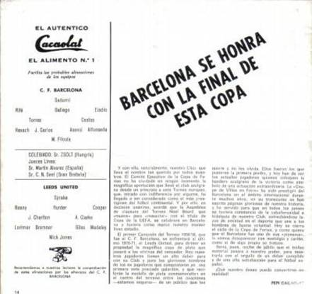 1972 Barcelona FC Barcelona1971-72 Inter-Cities Fairs Cup Playoff 22-9-71 Teamsheet