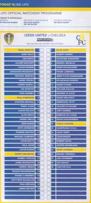 2003 Chelsea Teamsheet