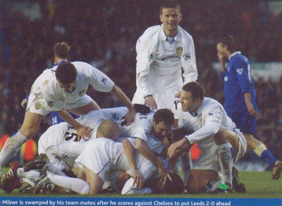 2003 Chelsea Leeds players celebrate Milner goal