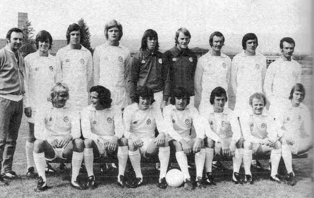 197576 Back Row Jimmy Armfield Manager Duncan McKenzie Joe Jordan 